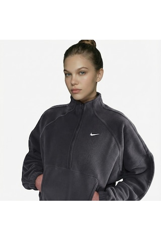 Sportswear Therma-fit Half-zip Polar Oversıze Kadın Sweatshirt-sportxstore Gri