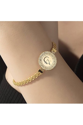 Yarım Altın Bileklik Ziynet Burgu Zincirli