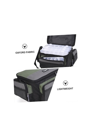 Pazly Yeşil Gri Balıkçı Çantası, Omuz Askılı, Hafif, Dayanıklı, Olta Ekipmanı Kılıfı