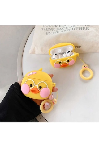 Apple Uyumlu iPhone 1/2. Nesil Koruyucu Bluetooth Kulaklık Kılıfı Cute Duck Figürlü Cute Duck Airpods 1/2. Nesil