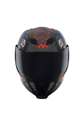 Icon Airflite Trick Or Street 4 Kapalı Motosiklet Kaskı Siyah Mavi Turuncu Kırmızı Siyah - Mavi - Kırmızı