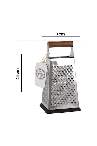 Excellent Houseware Ahşap Saplı Rende - 24x10 Cm Gri