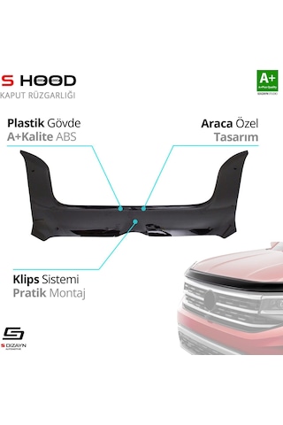 S-dizayn Fiat Doblo Abs Plastik Kaput Rüzgarlığı 2010-2014 A+kalite