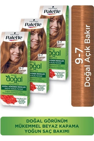 Palette Kalıcı Doğal Renkler Saç Boyası 9-7 Doğal Açık Bakır 3'lü