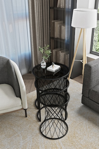 Emga Home Zenith Zigon Sehpa - Füme Cam Füme