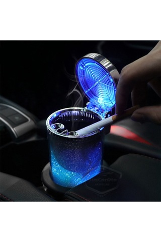 Üniversal 7 Renkli Rgb Led Işıklı Lüx Oto Küllük Kapaklı Spor Araç İçi Küllük Araba Küllüğü