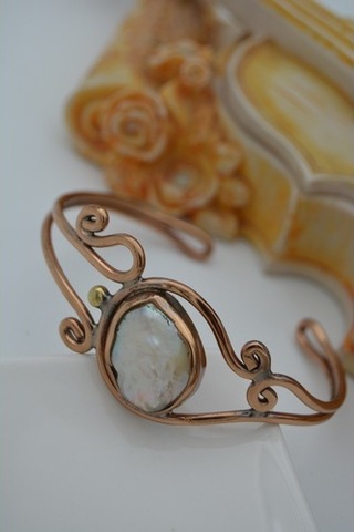 Stoneage Barok Inci Bileklik Bronz