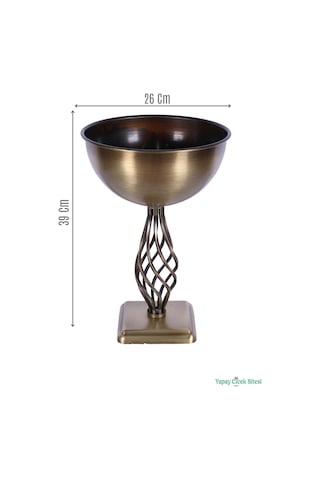 Yapay Çiçek Sitesi Metal Dekoratif Burgu Vazo 39 Cm Bronz