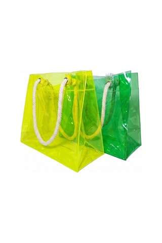 Rm Promosyon R&m Promosyon Tropik Yaz 2'li Set - Su Geçirmez Şeffaf Pvc Kadın Plaj Ve Havuz Çantası Neon Sarı & Yeşil Tropik Yaz 2'li Set - Neon Sarı & Yeşil Tropik Yaz 2'li Set - Neon Sarı & Yeşil