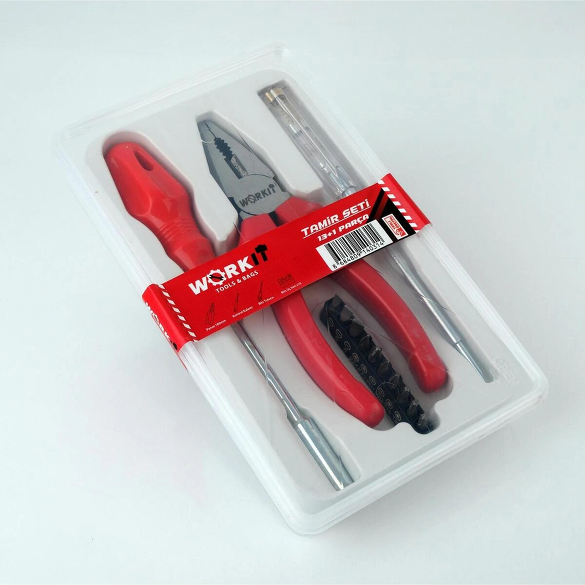 13 İn 1 180mm Pense + Bits Uç Tutucu + 10 Parça Bits Uç + Kontrol Kalemi
