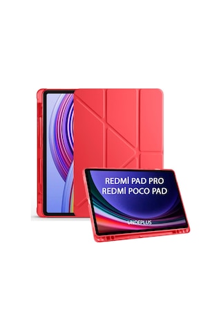 Xiaomi Redmi Pad Pro / Poco Pad 12.1inç Kılıf Kalem Bölmeli Trifolding Case Düz Redmi Pad Değildir Kılıf