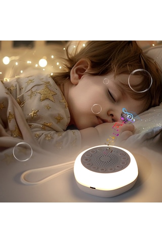Beyaz Gürültü Cihazı Bebek Uyku Arkadaşı Yeni Doğan Bebek Sesli ve Işıklı Bebek Gece Lambası Bebek Lambası Kablosuz Taşınabilir Sarjlı Kolik Bebek Meditasyon