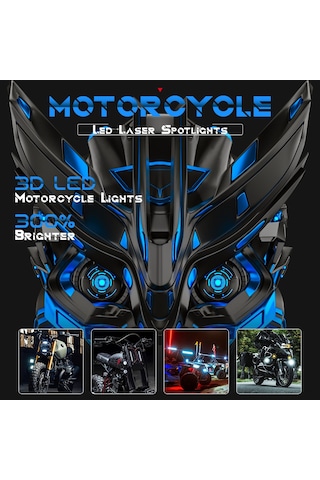 Youtek Motorcycle Led Fari 3 Lü Işık Modu Sarı Düşük Beyaz Yüksek 9-80v Su Geçirmez Ip68 Motor Elektrikli Araçlar İçin Siyah 2 Adet