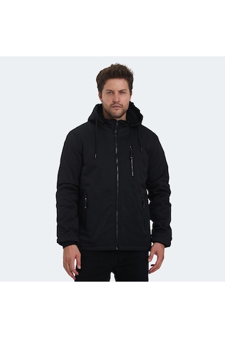 Slazenger HALDOR IN Erkek Kapüşonlu Şişme Siyah Mont & Kaban