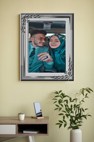 Kişiye Özel Kanvas Tablo Gümüş Dijital Çerçeve 2 Ev Duvar Salon Ofis Dükkan Hediyelik Dekarasyon