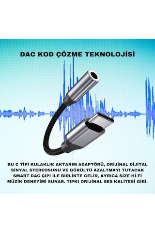 Coofbe Type-c To 3.5mm Aux Dönüştürücü Type-c To 3.5mm Kulaklık Dönüştürücü Ses Dönüştürücü Kablo
