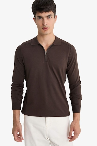 Defacto Standart Fit Polo Yaka Yarım Fermuarlı Premium Triko Kazak D0621AX24AU Kahve
