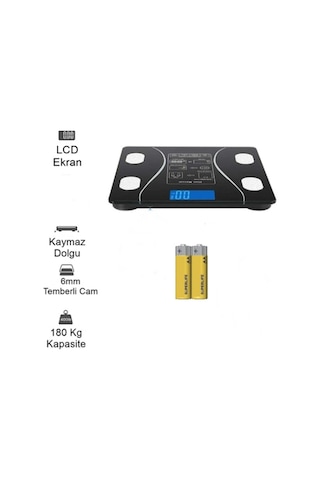 Büro Ev Ofis Hediyesi İçin Bluetooth Özellikli Akıllı Tartı Beyaz - Gri
