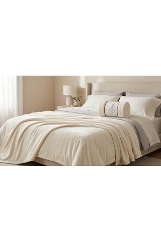 Daisy Super Soft Battaniye Çift Kişilik 200x220 Krem