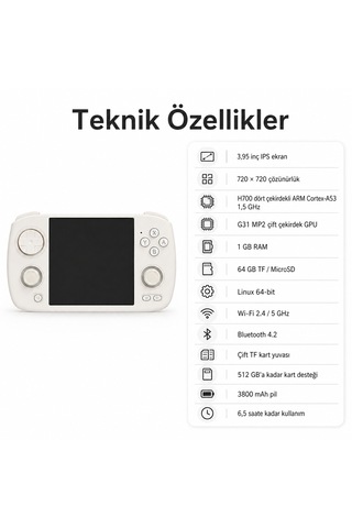 Rg Cubexx El Oyun Konsolu 3.95 İnc Ips Ekran, Retro Mini Oyun Konsolu