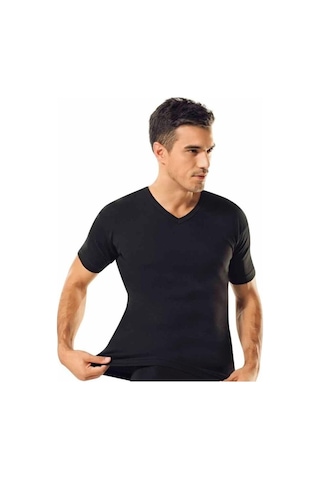 3'Lü Tutku 0107 Ribana V Yaka Erkek Fanila Siyah Abani Classic Siyah