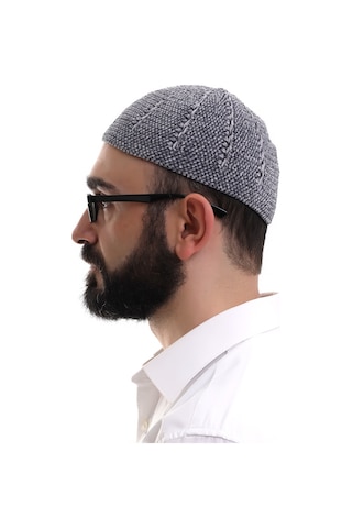 Füme Gri Kışlık Çift Renk Kadife Namaz Takkesi