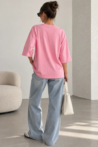 Bb Butik Basic Kadın Oversize Modal Bluz Truvakar Kol Basic Lnc34 Pembe