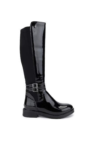 Tamer Tanca Kadın Vegan Siyah Rugan Casual Çizme 1065 39-6005 Bn Czm Sk24-25 Sıyah Rgn Siyah Rugan