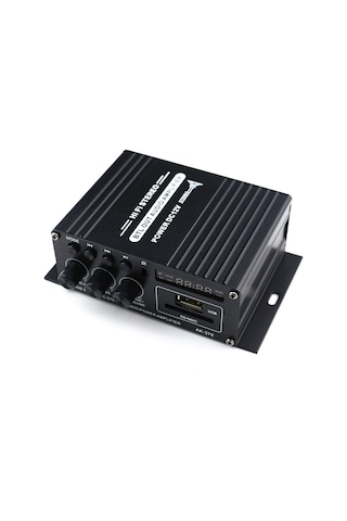 Mufunye Siyah 12v 20wx2 Bluetooth Araç/ev Amfi, Sd/usb Okuyucu, Fm Radyo, Dijital Ekran, 12v 2a-5a Girişi Güç Adaptörü Yok