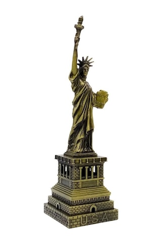 Vintage Metal Usa Özgürlük Heykeli Biblo Antik Bronz 18 Cm