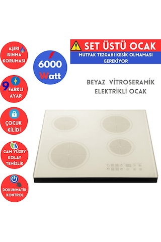 Afm Tech B1B FM7700 + FC-07+ FM3250  Setüstü Siyah Vitro Elektrikli Ankastre Set