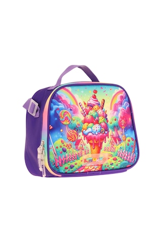 Kaukko Kids Kız Çocuk Isı Yalıtımlı Okul/piknik Beslenme Çantası Dondurma L7251 Kırmızı - Mavi