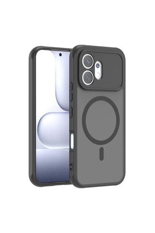 Ottonova Honor 600 İçin Kamera Korumalı Manyetik Şarj Özellikli Şeffaf Tunex Kapak Siyah