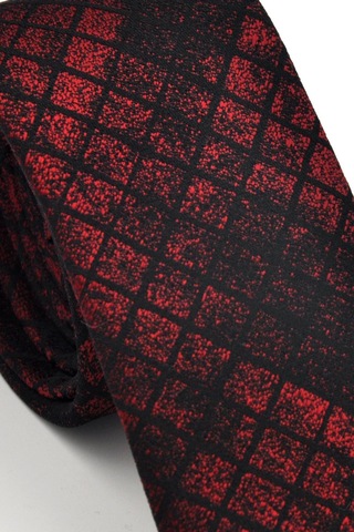 Bordo Siyah Küp Desenli Dokuma Kumaş Mendilli Slim Fit Kravat // Sdk230908 Desenli
