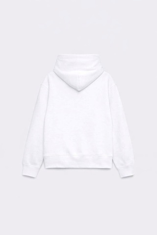 İçi Polarlı Kapşonlu Kadın Sweatshirt Hoodie Beyaz