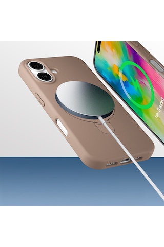 Apple Uyumlu iPhone 17 Pro Max Kılıf M-safe Şarj Özellikli Standlı Zore Samara Kapak Turuncu