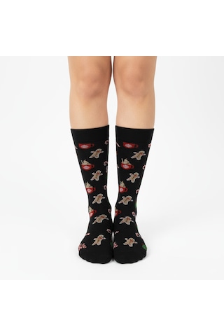 Gost Liria Cookie Socks Desenli Unisex Soket Çorap Siyah