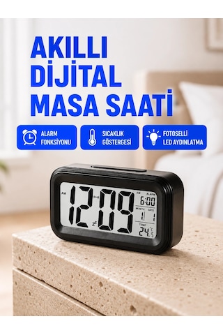 Fotoselli Dijital Masa Saati Aydınlatmalı Alarm Ve Tarih Göstergeli Çok Renkli 55593712