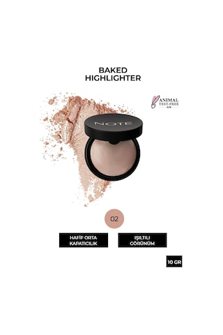Note Cosmetique Baked Highlighter Işıltılı Fırınlanmış Toz Aydınlatıcı - 02 Sunkiss