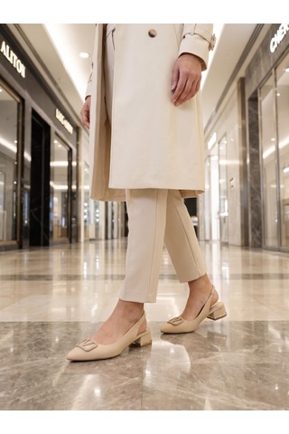 Nesilshoes Nesil Shoes Ceylan 801 Ten Saten Tokalı Kadın Sandalet