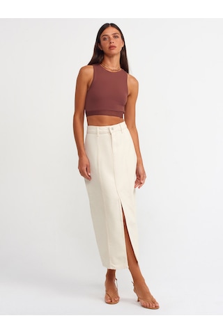 Dilvin Crop Top 101A30114 Kahve Kahverengi