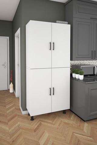 Çok Amaçlı Dolap 70 Cm Banyo Mutfak Dolap Parlak Beyaz