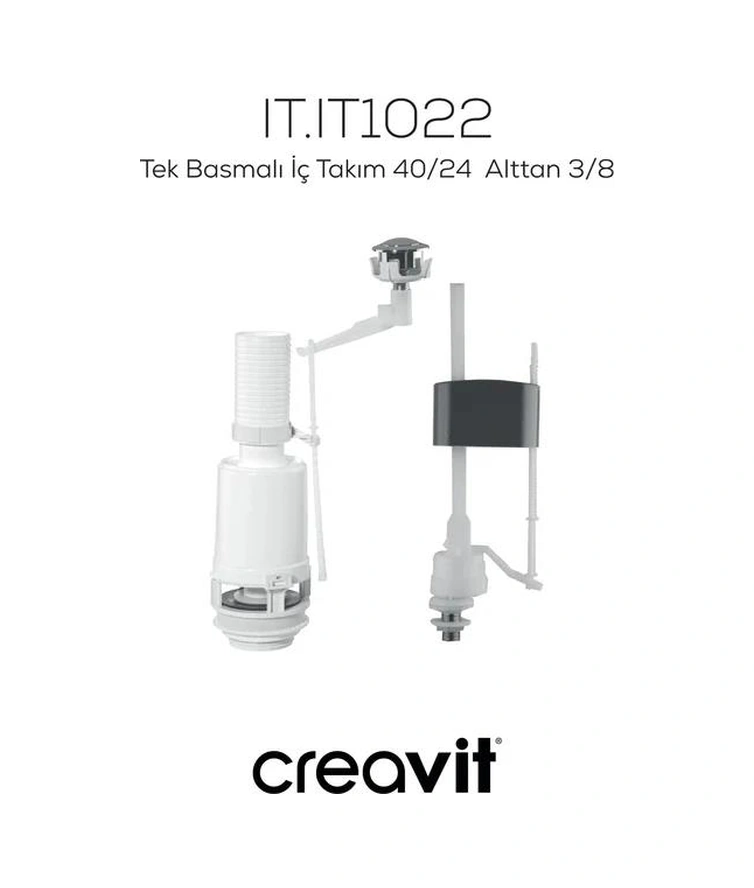 Creavit Pitta Alttan Çıkışlı Klozet + Rezervuar + İç Takım + Çınar Tp Yavaş Kapanan Kapak 4 'lü Set Beyaz