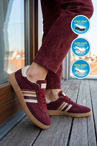 Grijak Bordo Bağcıklı Esnek Unisex Spor Ayakkabı 015 G