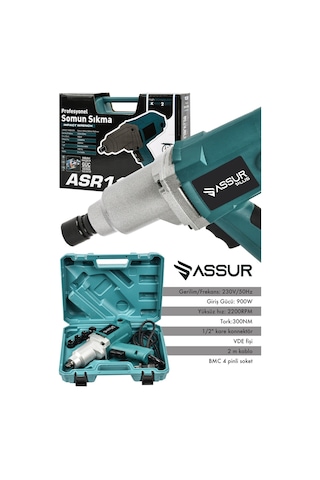 Assur ASR116 Elektrikli 900W 300NM Somun Sıkma Sökme Mavi
