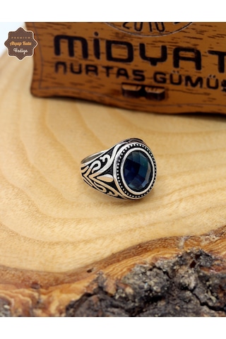 Safir Taşlı Yuvarlak Model 925 Ayar Gümüş Çocuk Yüzüğü 201025318 Gümüş