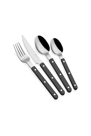 The Mia Comida Çatal Kaşık Bıçak Takımı Siyah 24 Parça