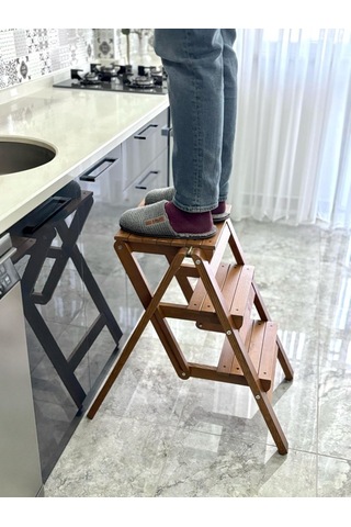 Abaş Ahşap Ahşap Merdiven Tabure Katlanır 49318702