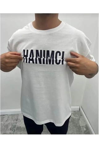 Veraura Lifestyle Unisex Bisiklet Yaka Katlanan Baskılı T-shirt - Beyaz