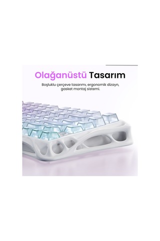 Gravastar Mercury K1 Lite Mekanik Gaming Klavye Ve M2 Kablosuz Optik Mouse Seti, Crystal Aurora
